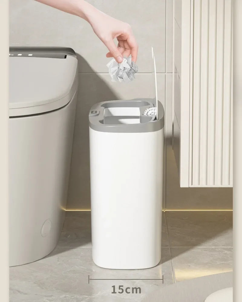 14L Bathroom Smart Trash Can Wall Mounted Waterproof Garbage Bin Automatic Sensor Wastebasket Narrow Dustbin for Kitchen
