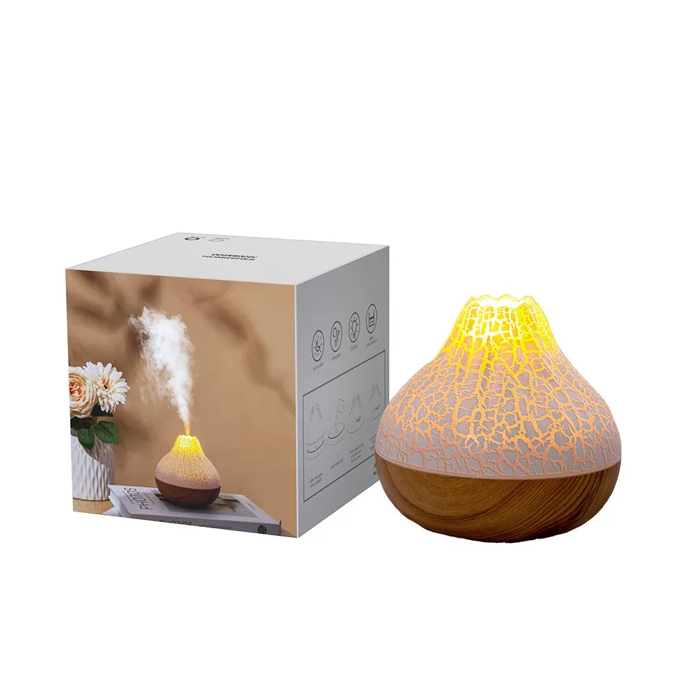 Volcano Air Humidifier Snow Mountain Essential Oils Diffuser Large Capacity Water Tank USB Aroma Diffuser Colorful Night Lights