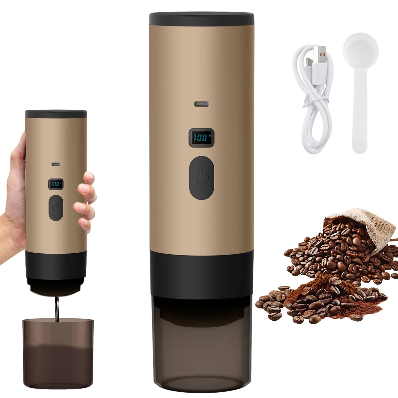 Portable 3-in-1 Coffee Maker, 20Bar USB Espresso Machine for Travel Car Home, Fast Heating Compact Design