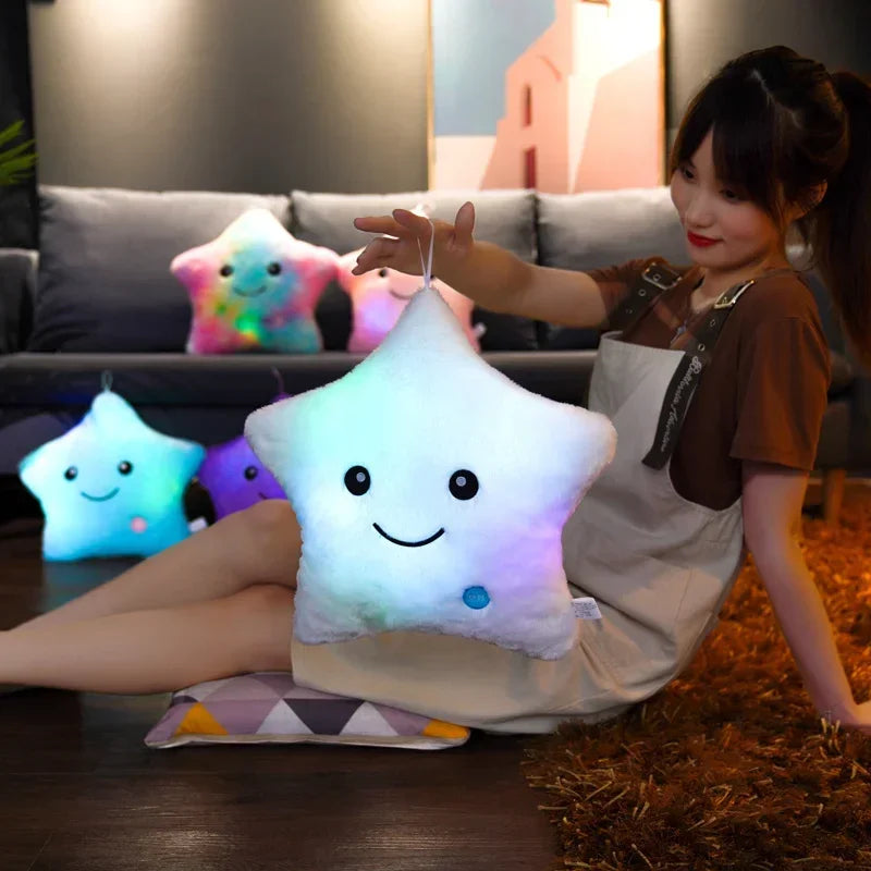 Cute Led Light Plush Toy Star Pillow Luminous Star Throw Pillow With Colorful Light Kids Toy Home Decor Birthday Christmas Gift