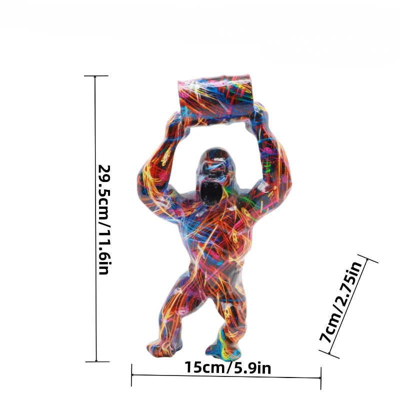 ERMAKOVA Creative Resin Sculpture Gorilla Decoration Lift The Bucket Gorilla Figure Statue Living Room Cabinet Decor