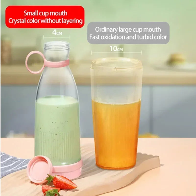 Mini Juice Blender Portable Electric Juicer Bottle 6 Blades Shake Orange Lemon USB Charging Fruit Mixer Fresh Squeezer Machine