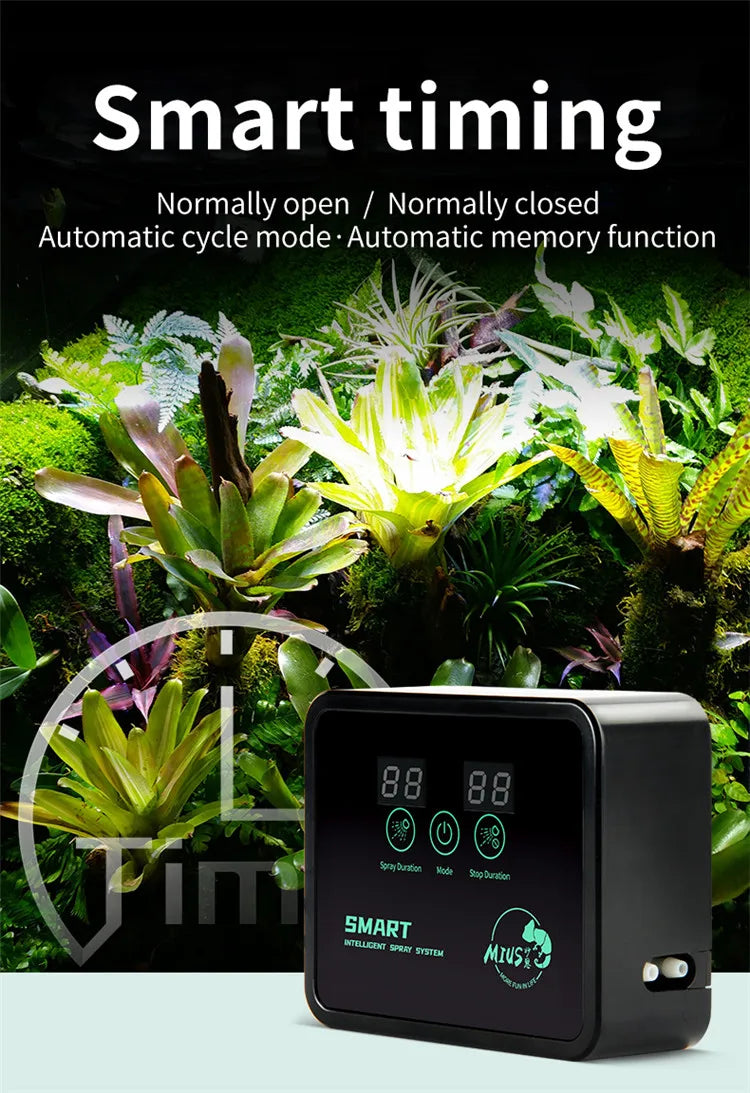 Terrarium Fogger Misting System Rainforest Sprayer Indoor Plant Watering System Automatic Misting for Reptiles Chameleons Herbs