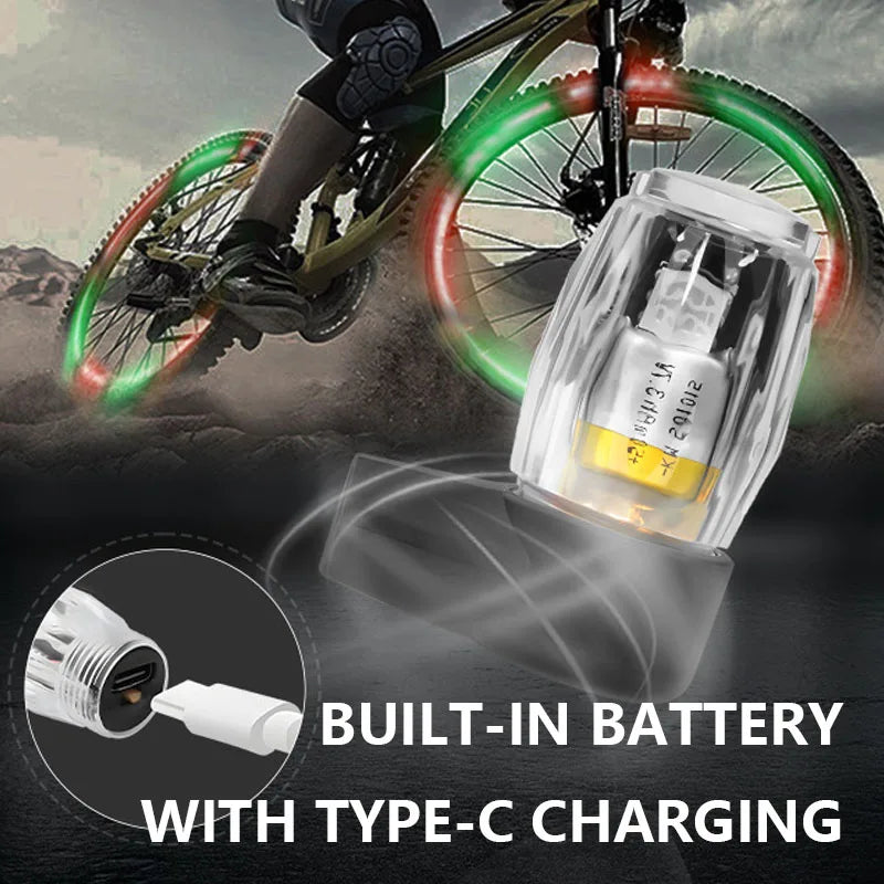 4PCS Car Tire Valve Cap Lights USB Charging Colorful Motorcycle Bicycles Air Nozzle Light Vibration Sensor Decorate Ambient Lamp