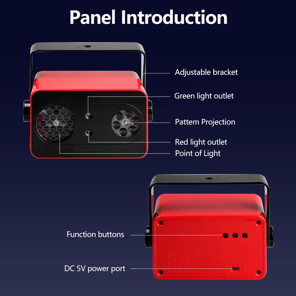 Disco Party Stage Night Light Sound Activated LED Stage Lights Strobe Pattern Light For Christmas Dancing Parties