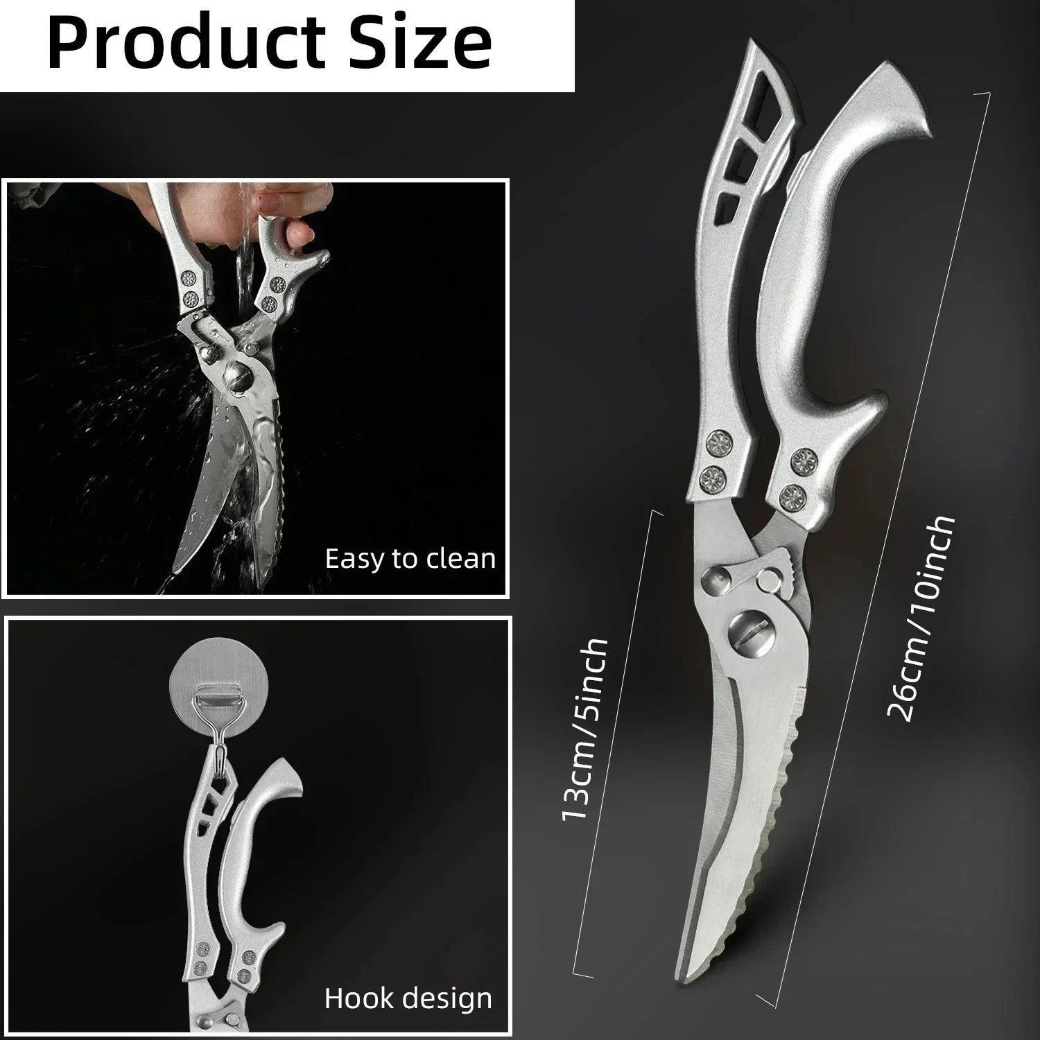 Professional Chicken Bone Kitchen Scissors Kitchen Shears Duck Fish Cutter Stainless Steel Scissors Clean Cook Scissors Knife