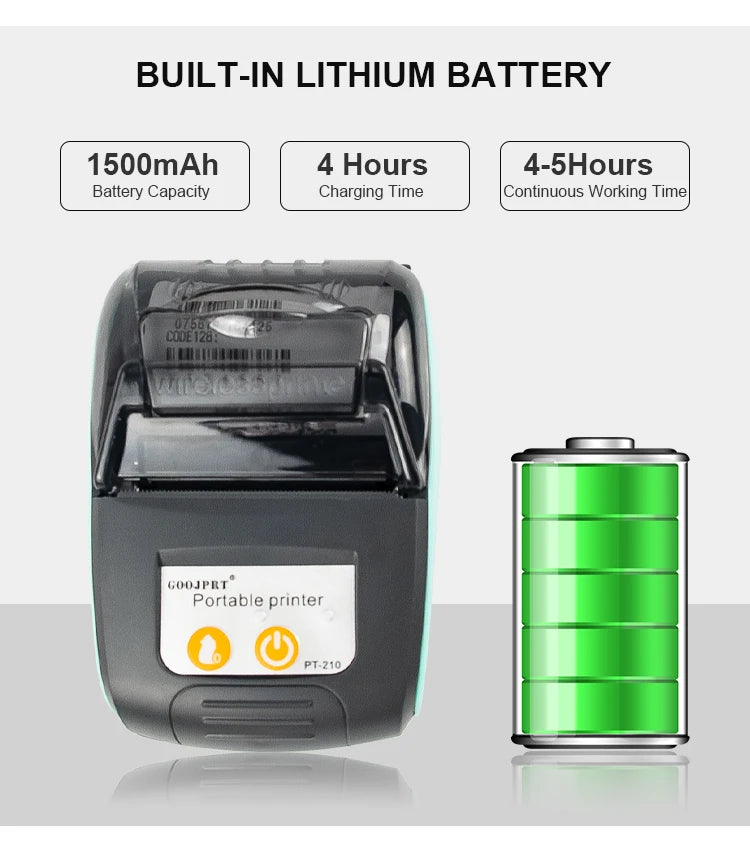 Mini Portable Thermal Receipt POS Printer Wireless Bluetooth 58mm Ticket Bill IOS Android PC Invoice Business Retail Ink-free