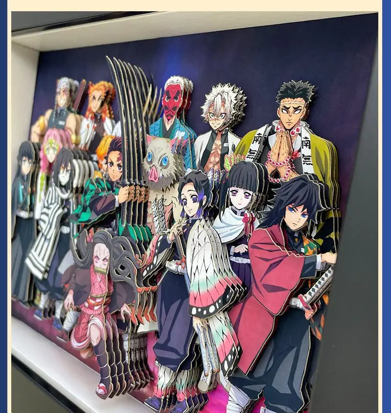 Demon Slayer Infinity Castle Nine Hashira HD 3D Paper Art Tanjiro - Handmade Character Desktop photo frame, Anime Gift for Fans