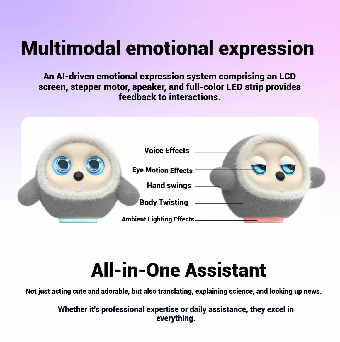 AI Robotic Pet for Adults AI Companion ChatGPT Dialogue Touch Interaction Little Assistant of Life Support Role Switching