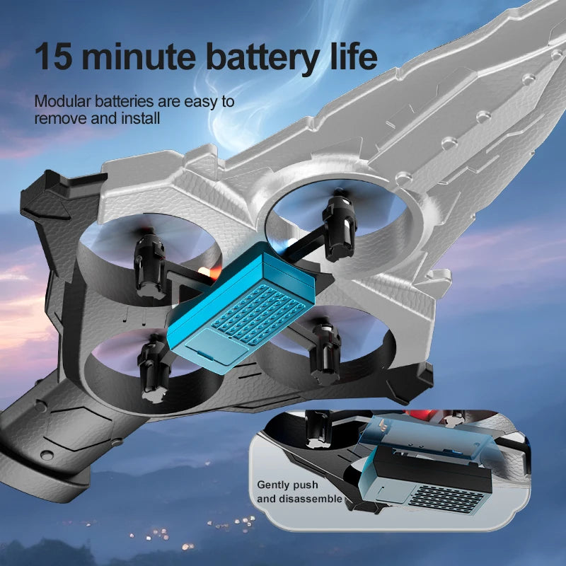 4DRC New V55 Remote Controlled Flying Sword Toy Drone Model 2.4G RC Quadcopter with Light Sword Stunt Glider Airplane Kids Toys