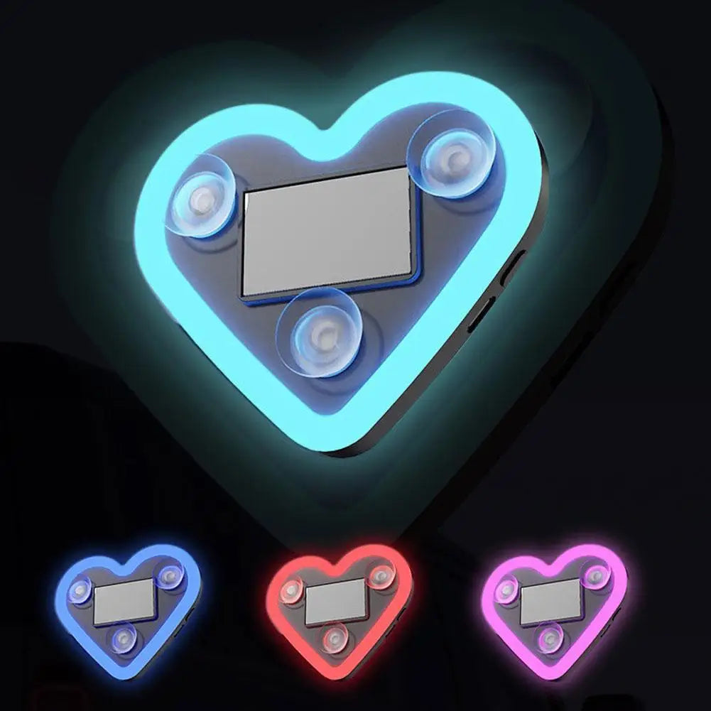 Car Triangle Window LED Solar Powered Heart-shaped Neon Light Rear Window Illuminated Interior Decoration Atmosphere Light