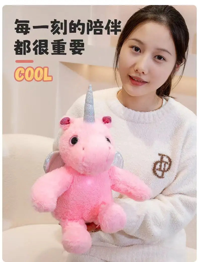 25cm simulated luminous unicorn plush toy filled with plush toys, figurine dolls, cartoon anime cute gifts, children's fun dolls