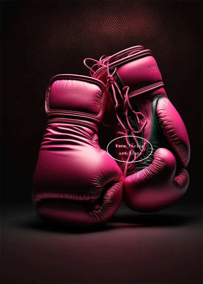 Black Cool Boxing Gloves Boxing Fitness Gloves Aesthetics Poster and Mural Art Canvas Painting Boxing Gym Boys' Room Decoration