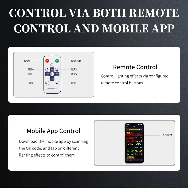 Truck Car Devil Eye LED Matrix Pixel Panel Light APP Remote Control Soft Foldable Lighting Scrolling For Board Windshield 12/24V