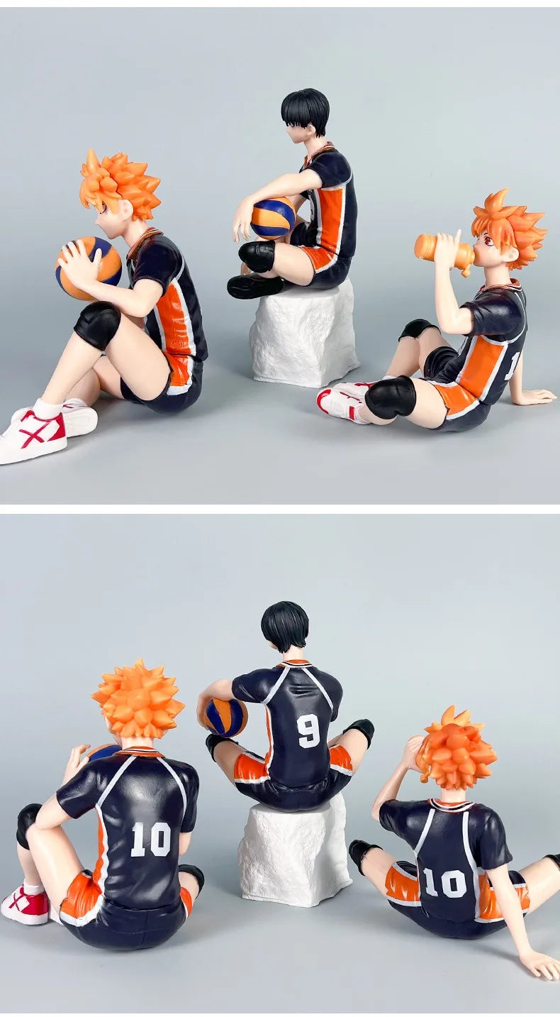 Anime Haikyuu Volleyball Character Statue Hinata Kageyama Mini Collectible Model PC Case Ornament Gift