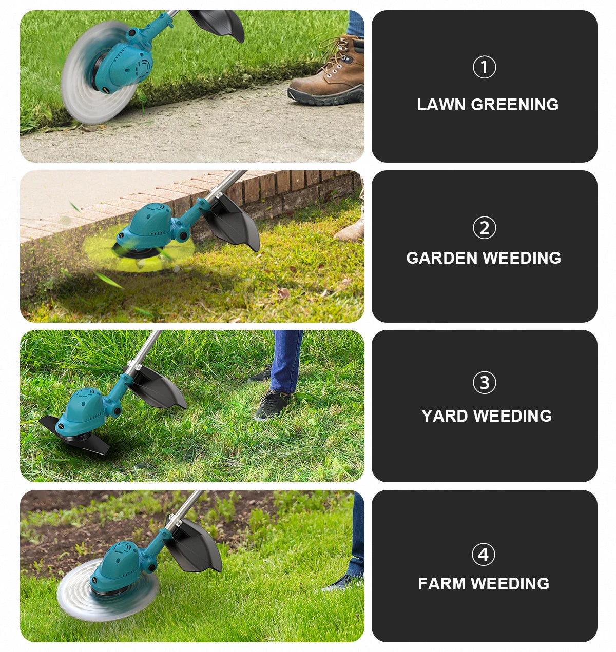 Gisam 10Inch Brushless Electric Lawn Mower Foldable Cutter Cordless Garden Grass Cutting Trimmer Tool For Makita 18V Battery Pin