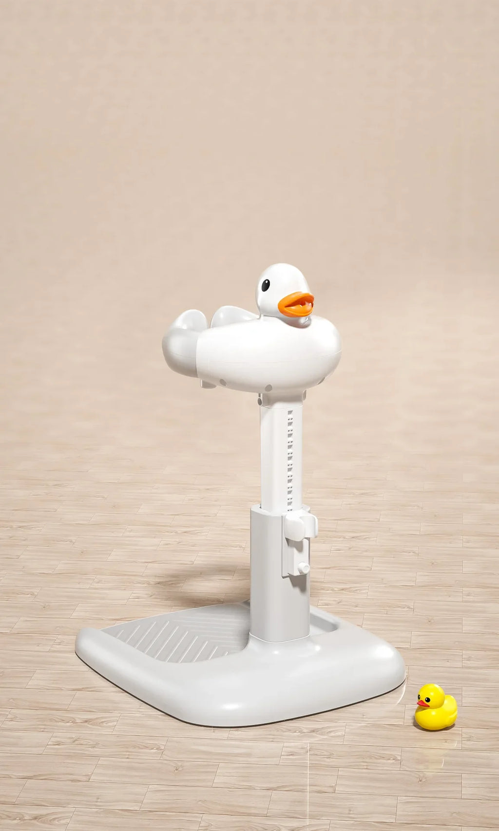 Portable Non-slip Duck Shaped Baby Bath Racks Shower Helper Handle Adjust Length Stand Themselves for Standing Toddler Shower