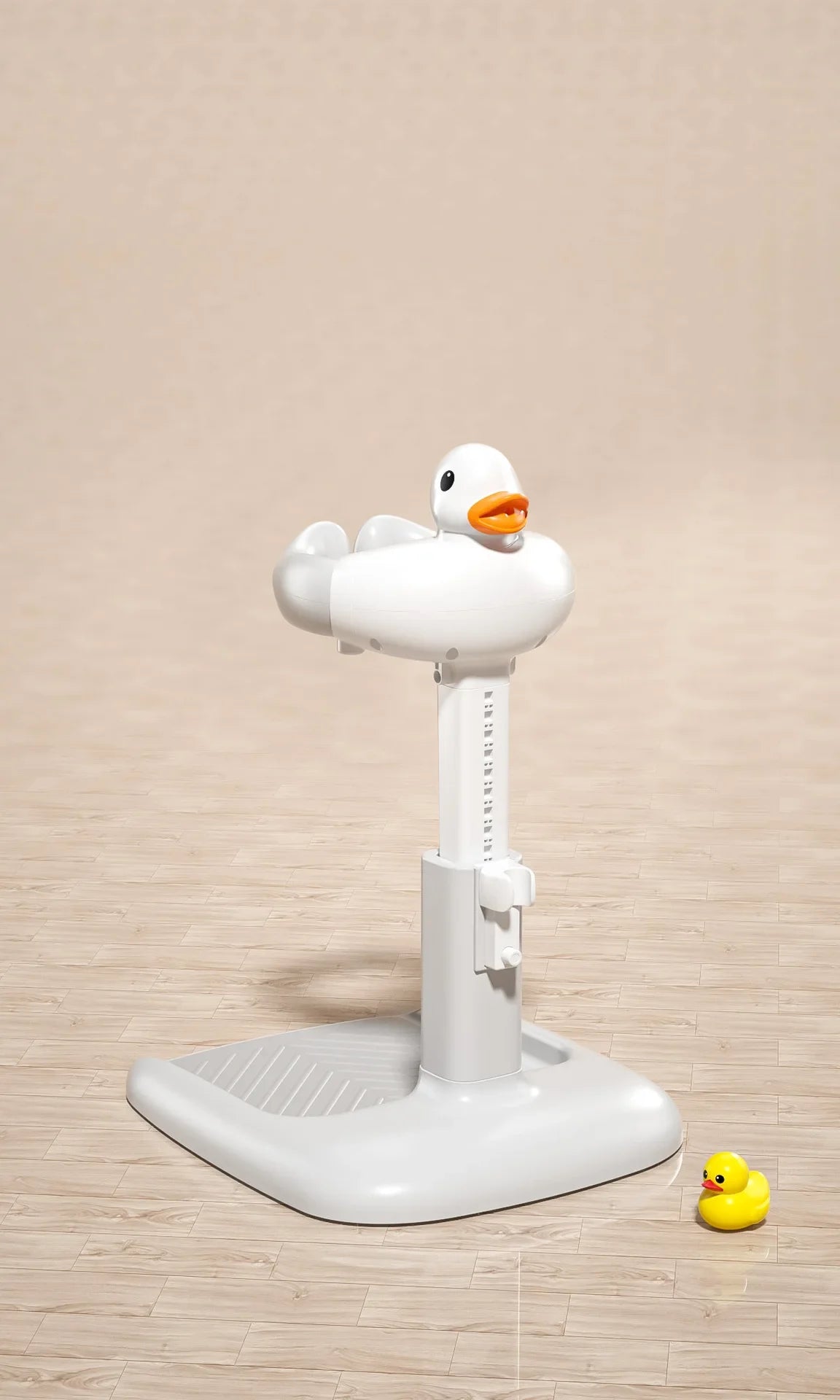 Portable Non-slip Duck Shaped Baby Bath Racks Shower Helper Handle Adjust Length Stand Themselves for Standing Toddler Shower