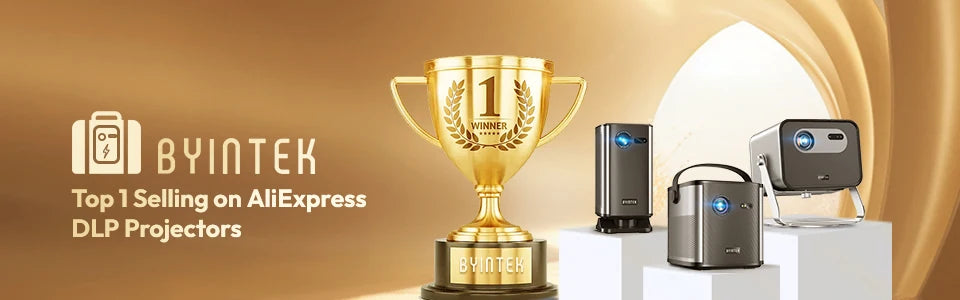 BYINTEK P70 Projector 4K 1080P DLP Mini Portable Projector Home Theater Smart Wi-Fi & Bluetooth for Movies & Gaming With Battery