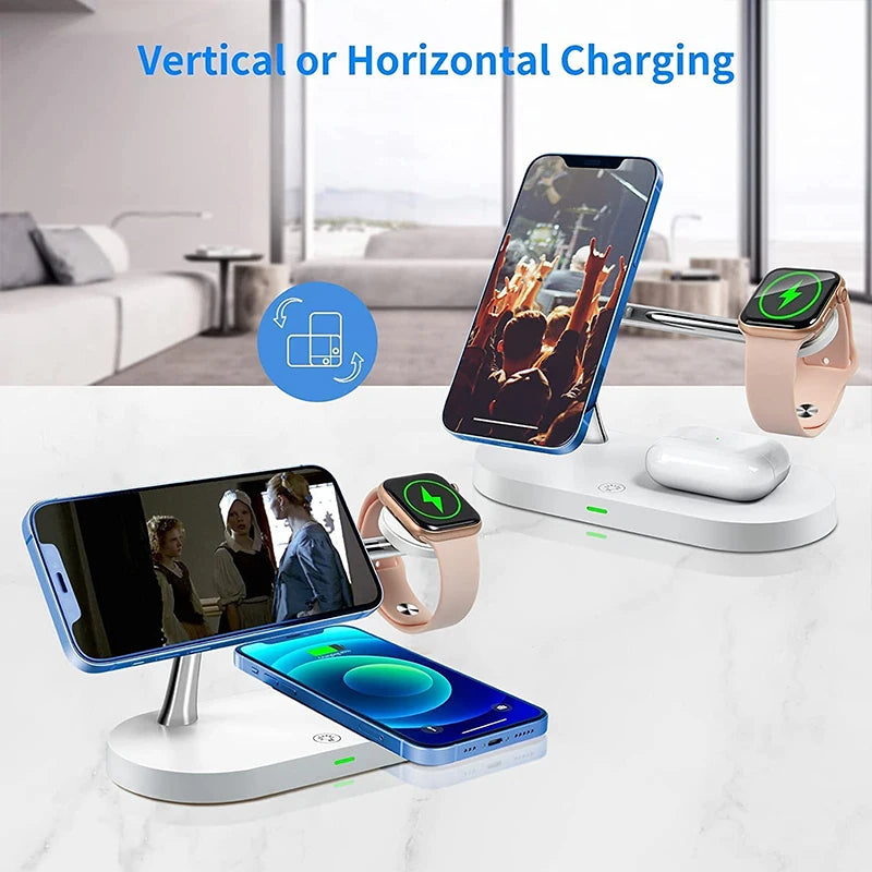 3 in 1 Wireless Charger Stand For iPhone 12/13/14/15/16/17 Fast Charging Station for Apple Watch 10 9 8 7 6 5 4 Airpods 2 3 Pro