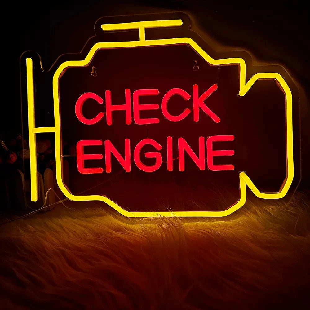 Check Engine Neon Sign Led Light Auto Room Garage Repair Shop Wall Decor Bar Party Club Luminous Atmosphere Lamp USB Power