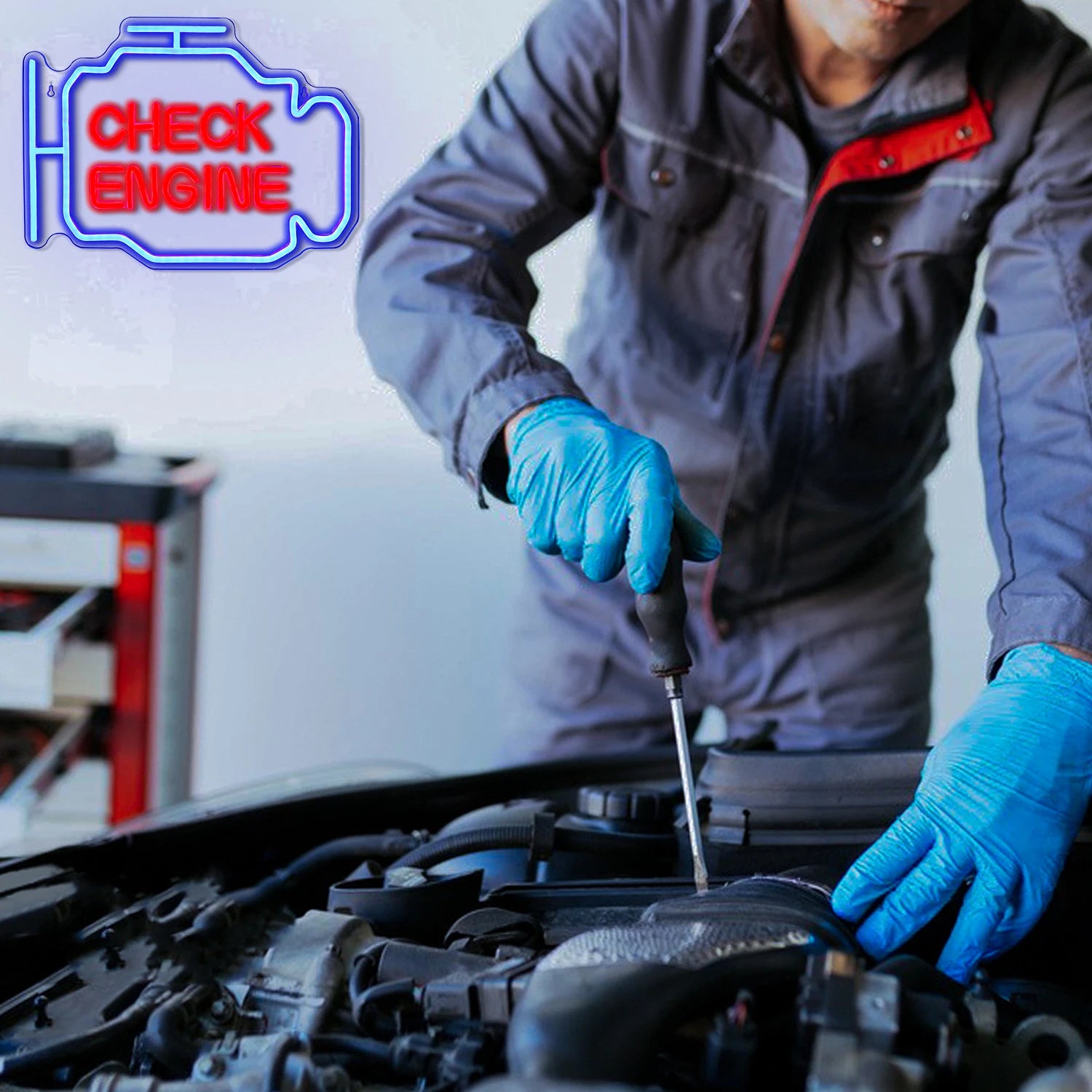 Check Engine Neon Sign Led Light Auto Room Garage Repair Shop Wall Decor Bar Party Club Luminous Atmosphere Lamp USB Power