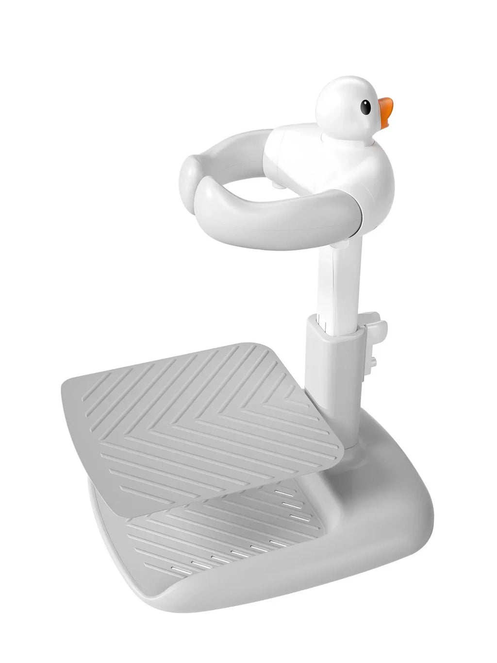 Portable Non-slip Duck Shaped Baby Bath Racks Shower Helper Handle Adjust Length Stand Themselves for Standing Toddler Shower