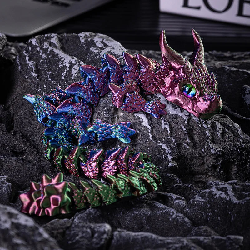 3D Printed Magic Dragon Movable Joint Fidget Toy Rotatable Articulated Office Desktop Ornament Adults Kid Toy Crafts Gift
