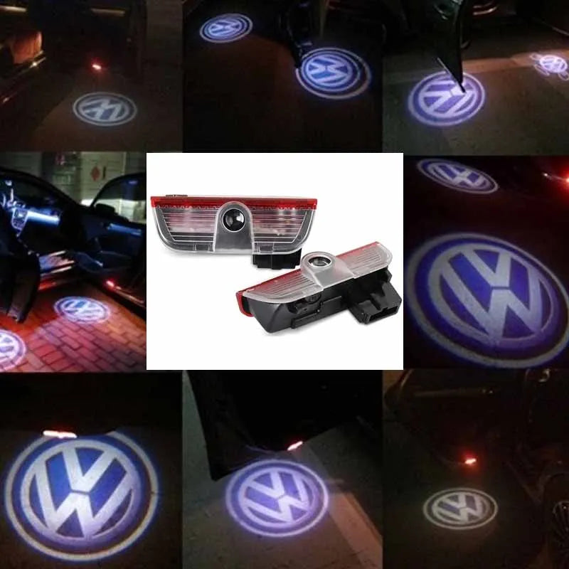 Hot Sale Accessories LED Car Door Logo Projector Lights for VW Golf 5/6/7, R/GTI/GTD/GTE, Touareg, CC, Passat (B6 - B9), C6-C8