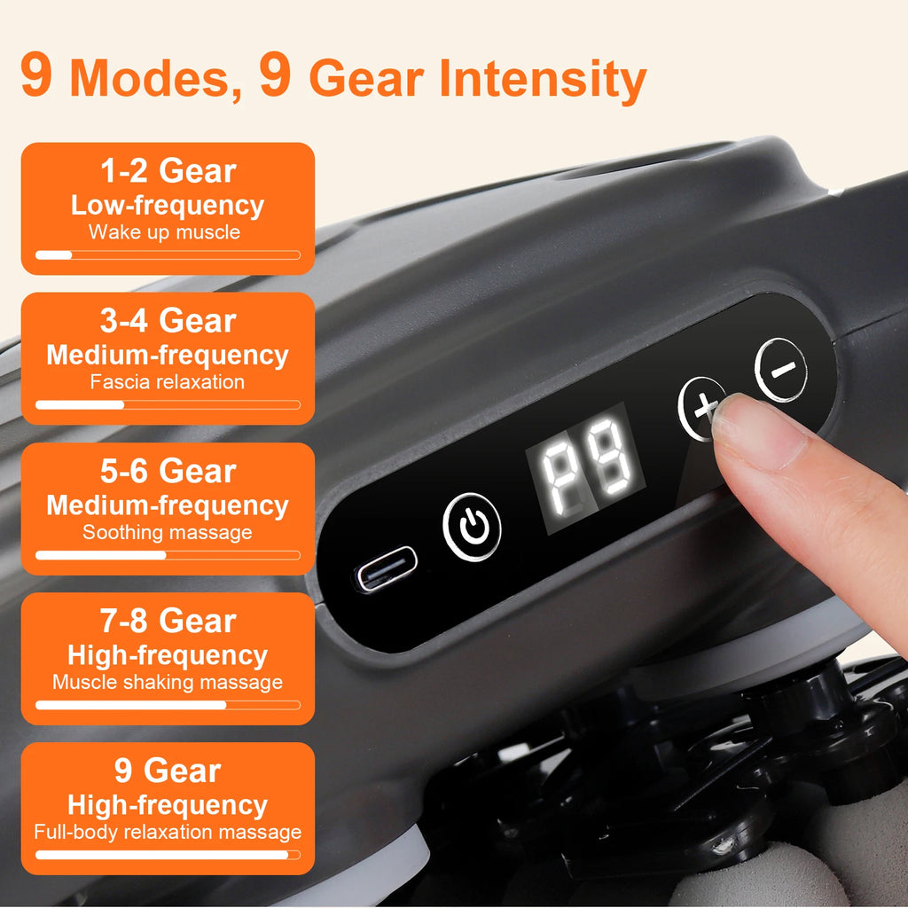 42 Heads Fascia Gun High-frequency Vibration Deep Massage Device for Shoulder Waist Back Leg Body Muscle Relaxation