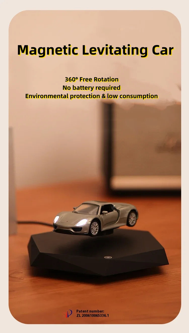 Magnetic Levitating Car with Metal Base, 360° Free Rotation, Home Office Docoration, Unique Business Gift, Creative Gift