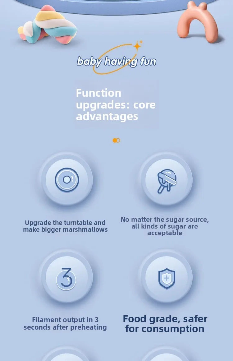 Cotton candy machine children's fully automatic cotton candy making machine handmade mini fancy colored sugar Christmas gift