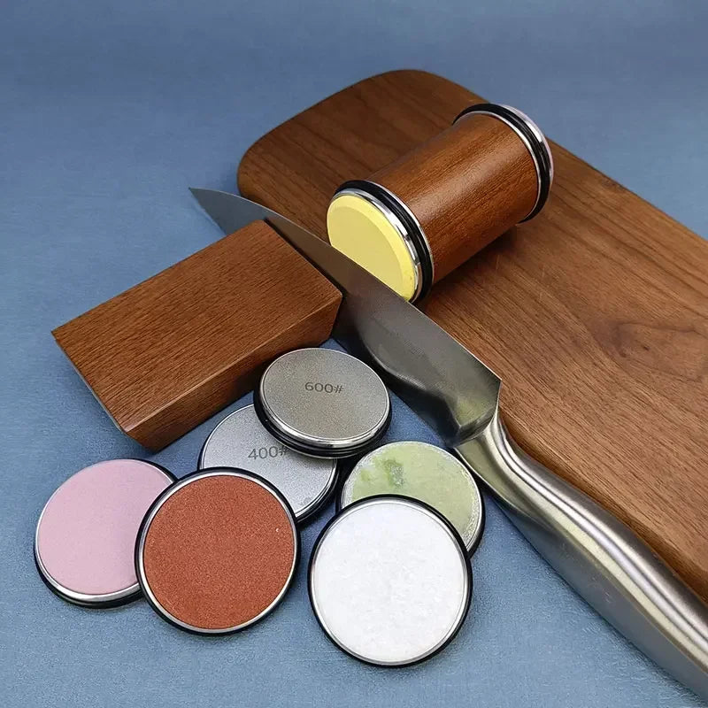 Diamond Sharpening StoneMagnetic Rolling Knife Sharpener  Wood Kitchen Grinding System 15 20 Degrees Angle Roller Accessory