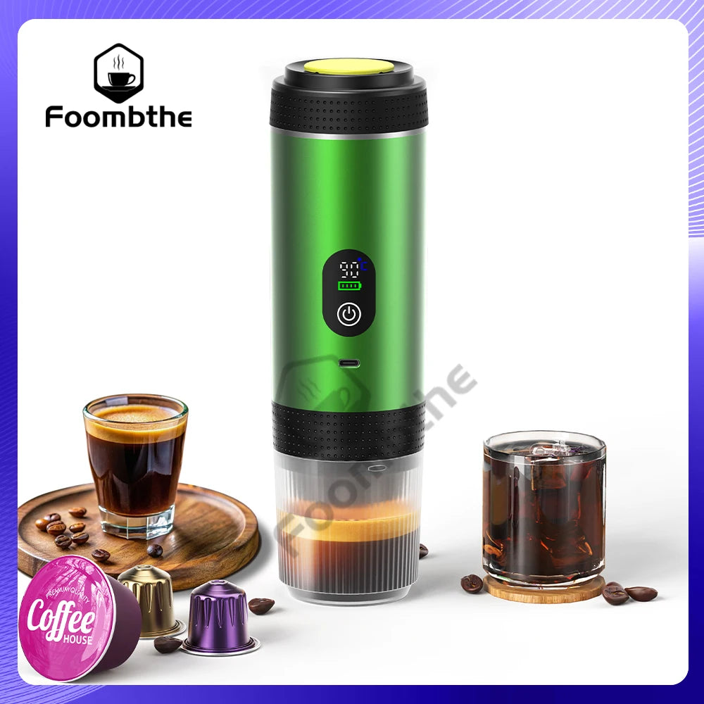 Foombthe 3-in-1 Capsule Coffee Maker With Digital Display Portable Espresso Coffee Machine for Car & Home Camping Coffee Maker