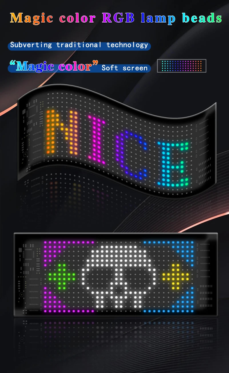 Car LED Matrix Pixel Panel DIY RGB Lighting Graffiti Scrolling Text Board Windshield Advertising Screen Bluetooth APP Control