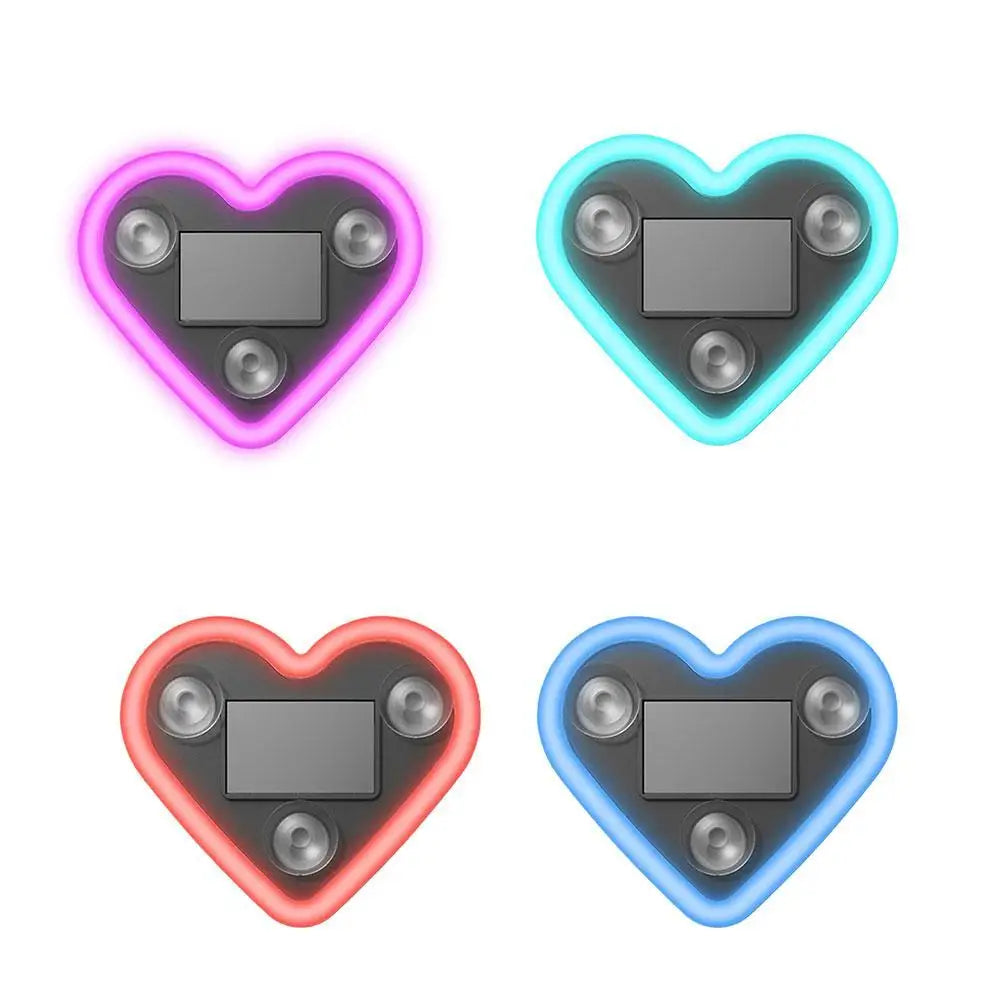 Car Triangle Window LED Solar Powered Heart-shaped Neon Light Rear Window Illuminated Interior Decoration Atmosphere Light