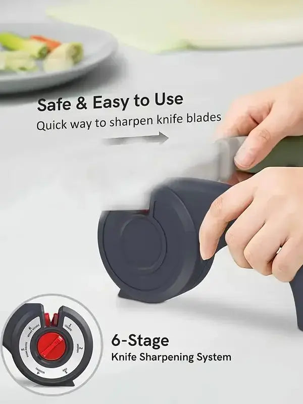 6-in-1 Multi-Function Manual Knife Sharpener Multi-Speed Adjustment Suitable for Kitchen Knives and Scissors Multi-Function Manu