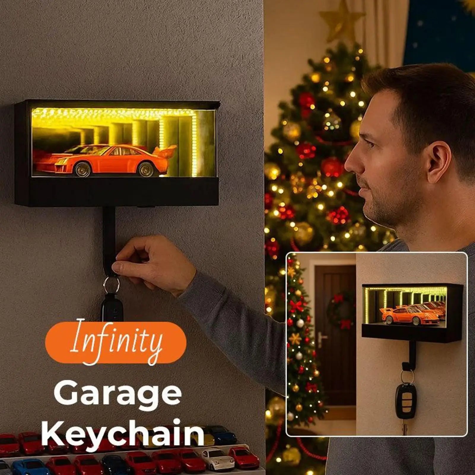 Car Garage Key Holder Key Organizer with LED Light Car Key Hanger for Door Apartment Home Office Entryway (car not included)