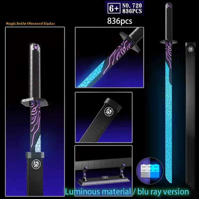 Demon Slayer OneMOC Piece Katana Luminous Sword Building Blocks Diy Model Educational Toy Assembly Weapon Toy Brick for Children