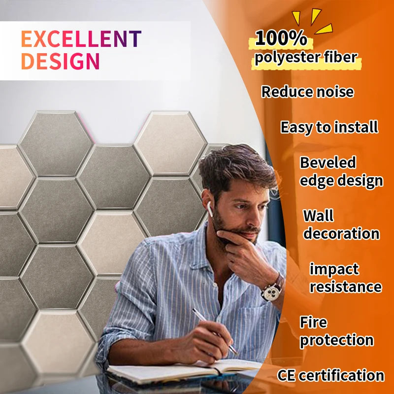 TOUO Sound Absorbing Panel 6 Pcs High-Density Material Home Accessories Noise Insulation For Walls Drum Room Acoustic Treatment