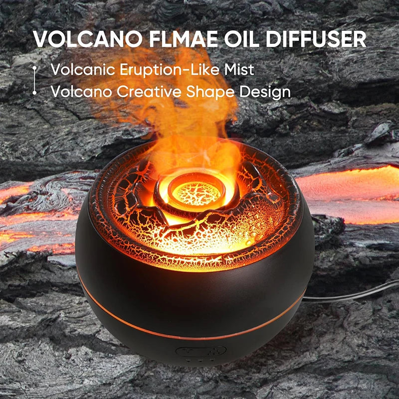 Essential Diffuser Volcano Fire Flame Aromatherapy Diffuser 360ml Ultrasonic Cool Mist Humidifier Aroma Diffuser For Home Room