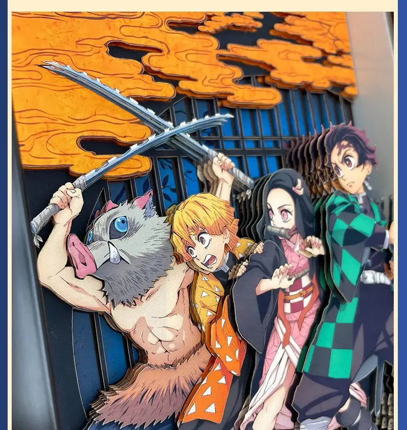 Demon Slayer Infinity Castle Nine Hashira HD 3D Paper Art Tanjiro - Handmade Character Desktop photo frame, Anime Gift for Fans