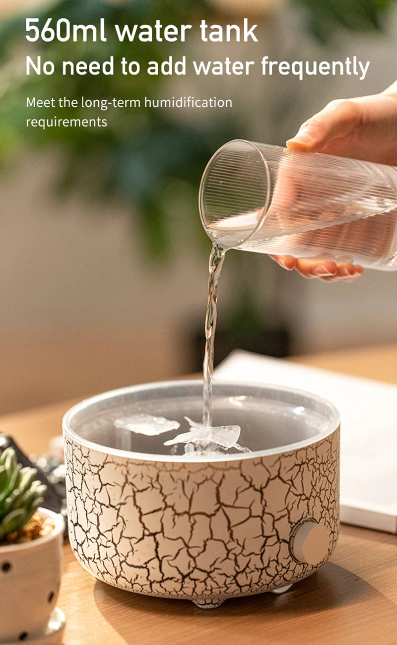 Air Humidifier Aromatherapy Essential Oil Diffuser Cool Mist Diffuser, Flame & Volcano 2 Mist Mode, for Bedroom,Office,Yoga,Gift