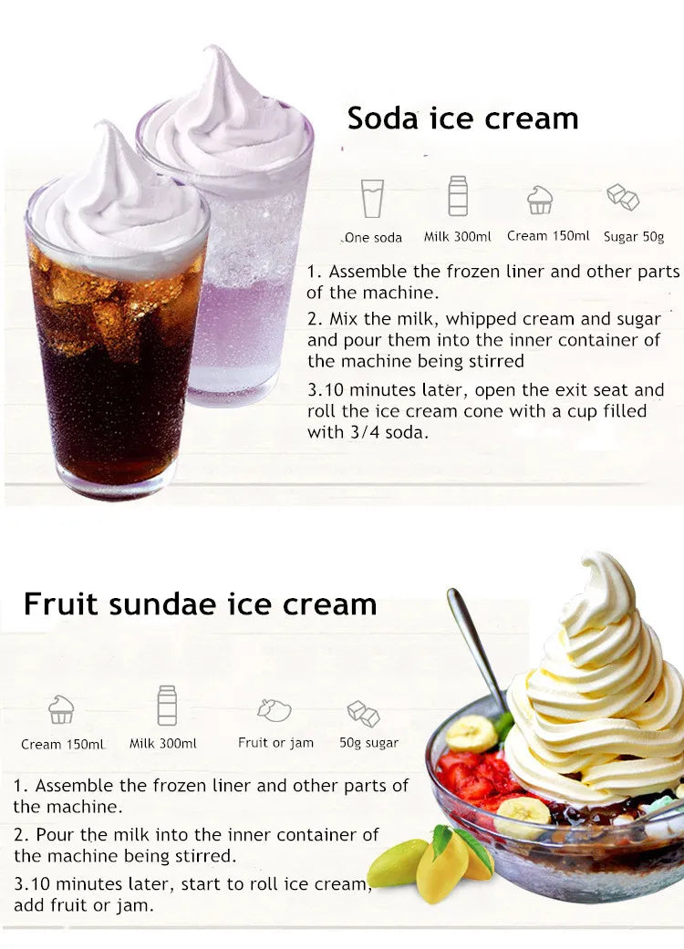 Ice Cream Machine Manual Automatic Bench Top Simple Operation Large Capacity Mini Soft Ice Cream Machine For Home DI
