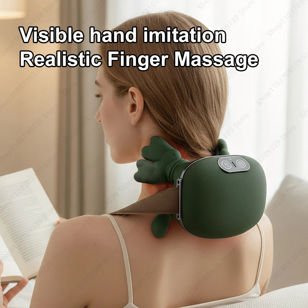 Bionic Neck Shoulder Massager Heated Back Massagers Electric Kneading Muscles Massage Pillow Neck Waist Leg Body ﻿3-Level Modes