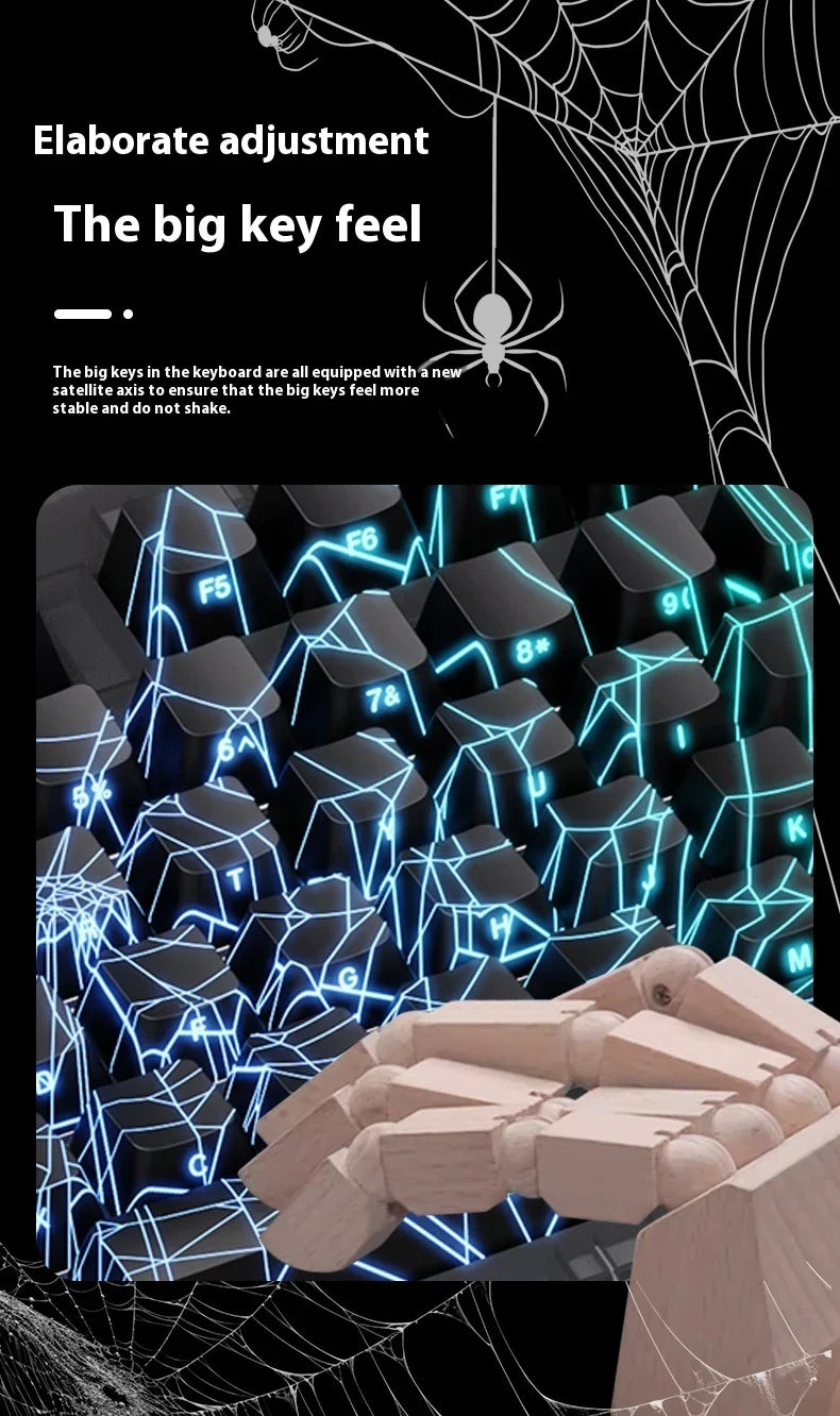 ZORNHER Zuohe ZH980 Spider Web Mechanical Keyboard 3mode RGB Wireless Gaming Keyboards Hot Swap Customise Pc Accessories Gifts