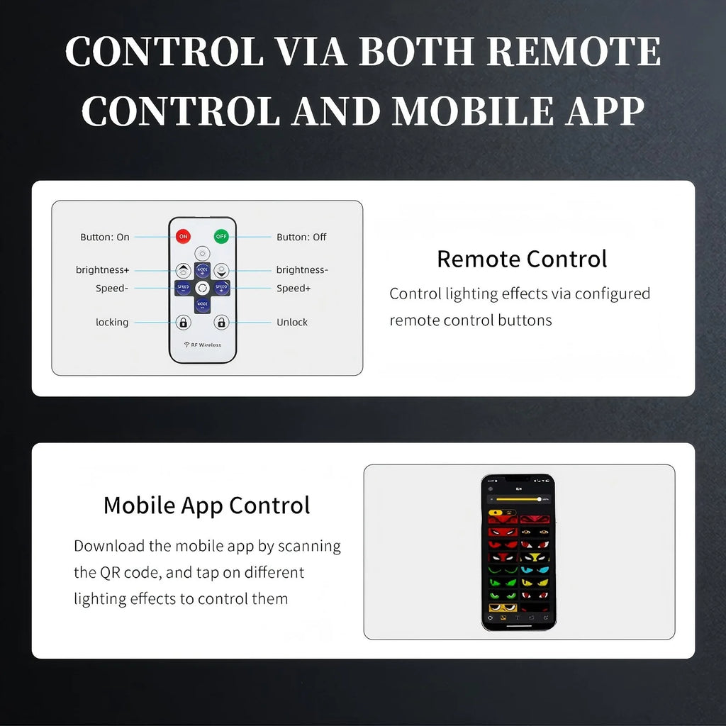 Truck Car Devil Eye LED Matrix Pixel Panel Light APP Remote Control Soft Foldable Lighting Scrolling For Board Windshield 12/24V