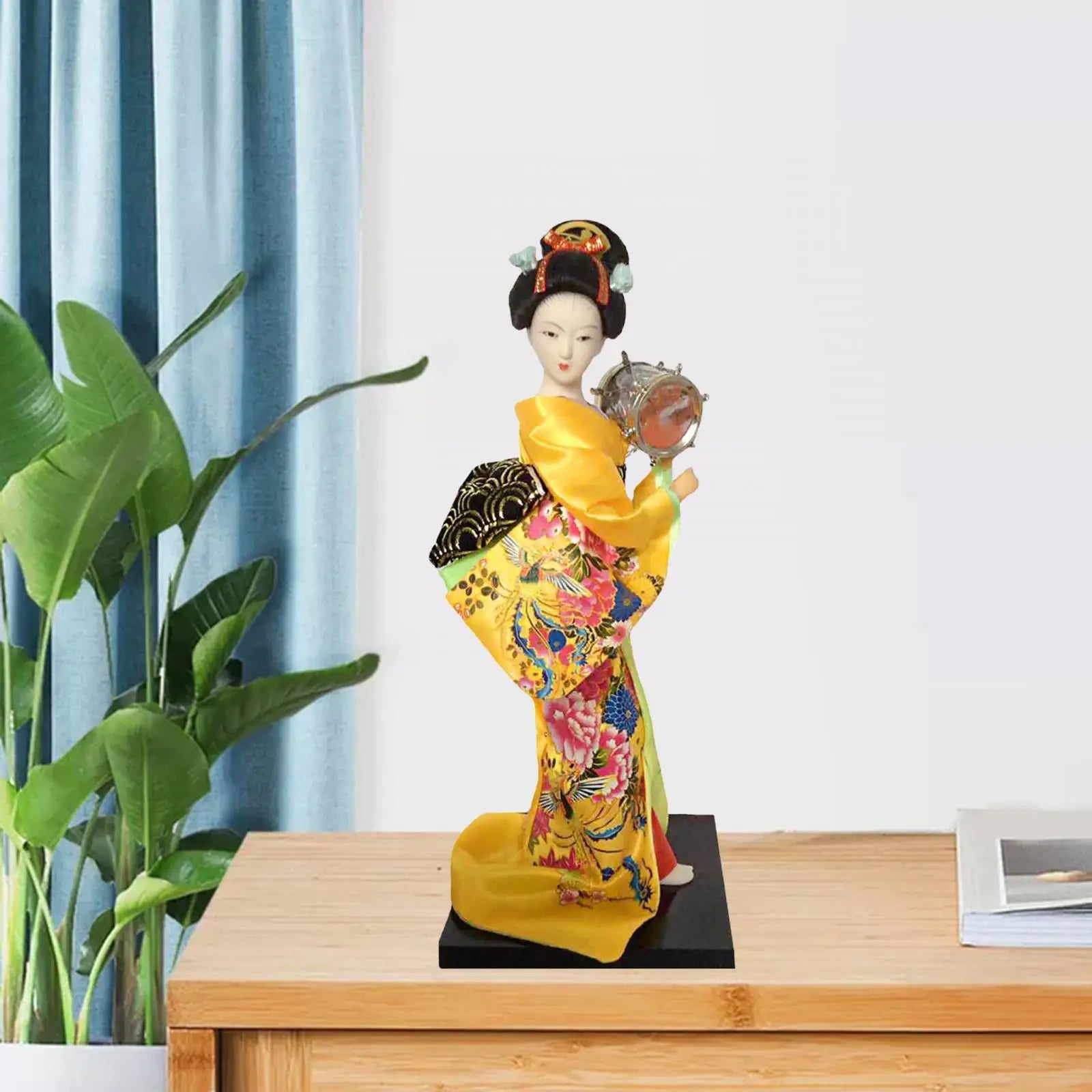 Japanese Geisha 9" Free Standing Oriental Ancient Kabuki Girl Statue Kimono Dolls Ornament for Shelf Table Home Office Decor