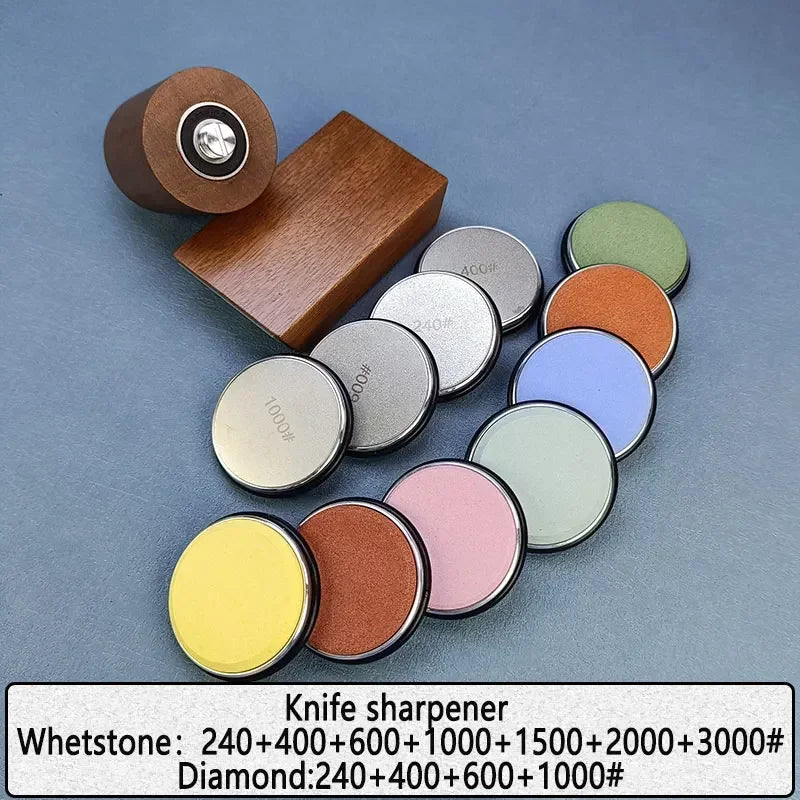 Diamond Sharpening StoneMagnetic Rolling Knife Sharpener  Wood Kitchen Grinding System 15 20 Degrees Angle Roller Accessory