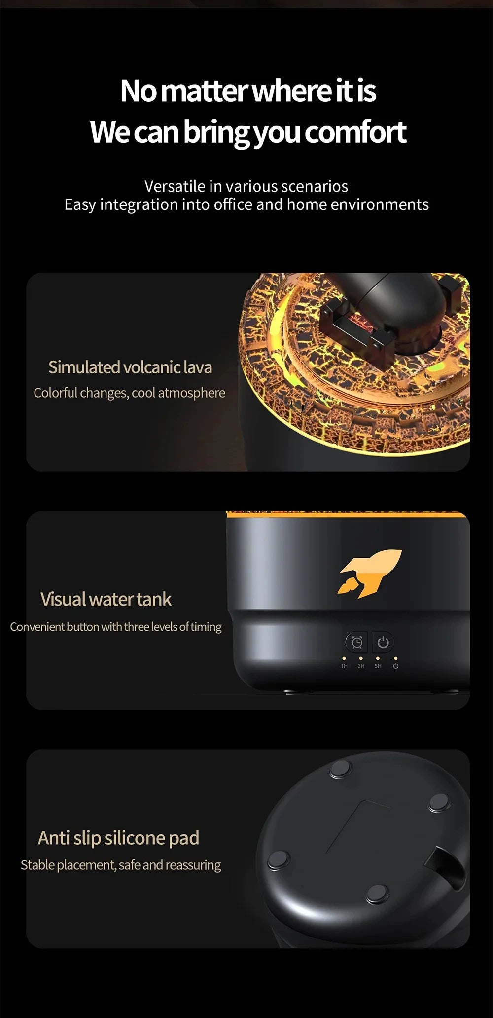 Volcanic Crack Light  Aromatherapy Humidifier Jellyfish Spray Air Humidifier 7 Colors Gradient Night Light Bedroom Diffuser